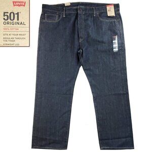 Levi's 501 Original Jeans Button Fly Dark Wash Denim 100% Cotton Men's 44x30 NWT